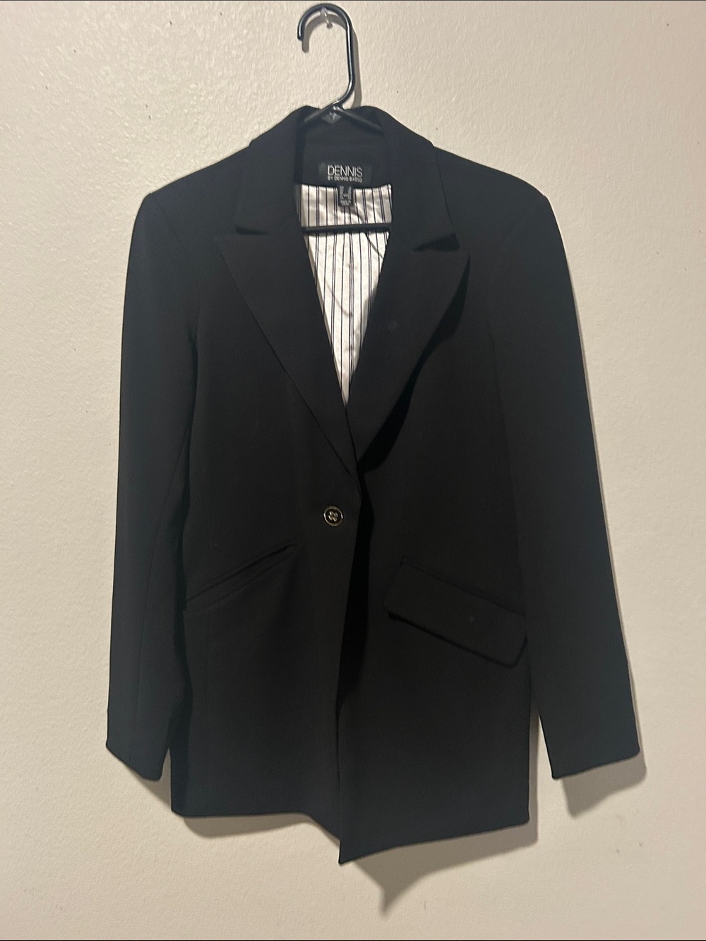 dennis basso Black Women's Single-Button Tailored Blazer